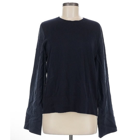 New Cos Black Cotton Knit Silk Flowy Sleeves Top Medium NWT - Picture 1 of 8